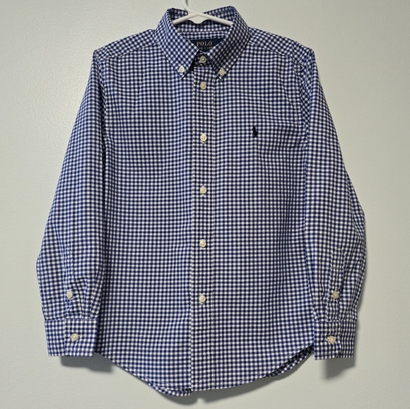 Polo by Ralph Lauren Boys' Size 7 Blue Checkered Cotton Shirt - Picture 1 of 12